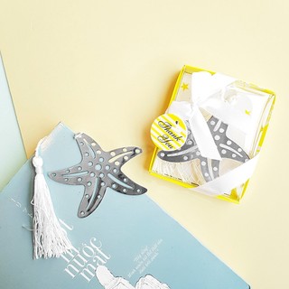 Đánh dấu sách kim loại mỏng bookmark có hộp làm quà tặng hình sao biển dễ thương