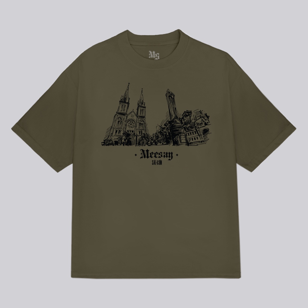 Áo thun form rộng Meesay Saigon retro Basic Tee vải cotton cao cấp co giãn, dày dặn Local Brand