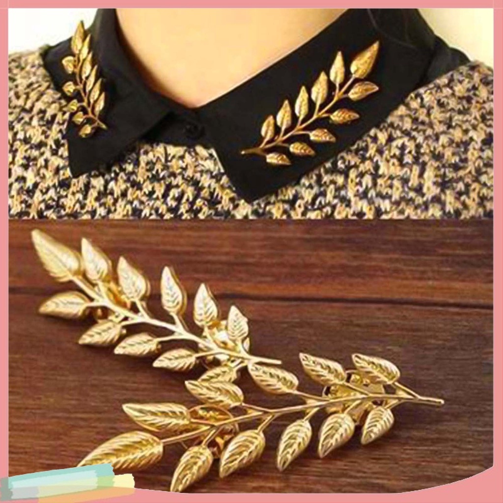 Set 2 ghim cài áo hình chiếc lá thời trang cho nam nữ chất lượng cao