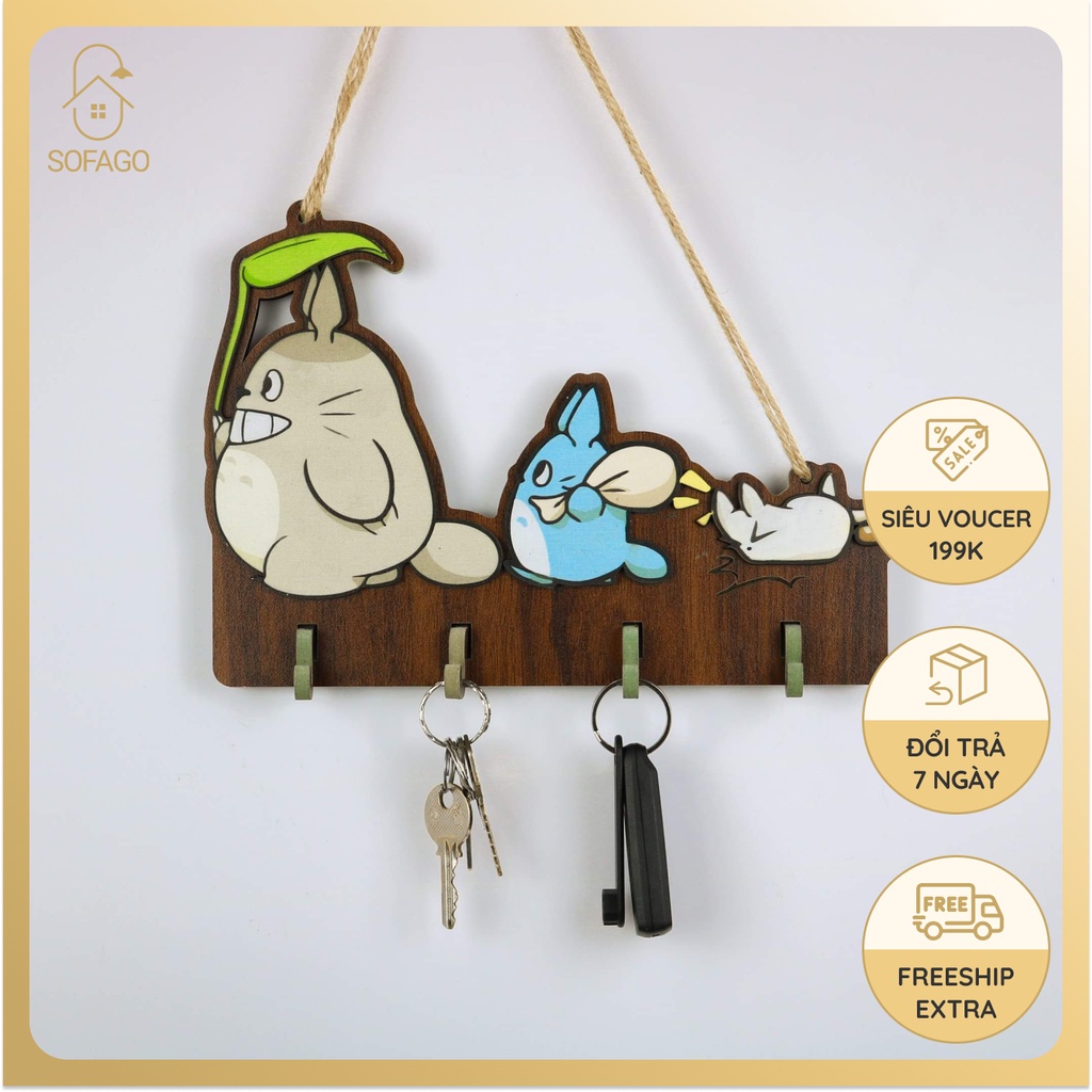 Bảng gỗ treo tường có móc treo chìa khóa hình thỏ, bảng treo cửa, treo phòng làm việc