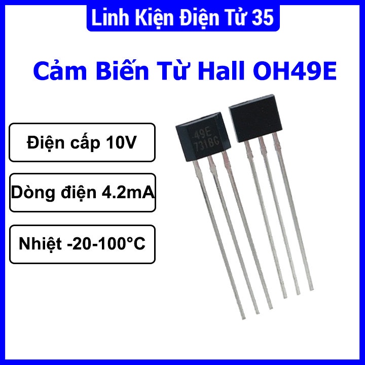 Cảm biến từ Hall OH49E dùng để đếm sản phẩm, lắp vào cánh cửa chống trộm khi hé cửa, dùng cảm biến ngắt trong led quay,.