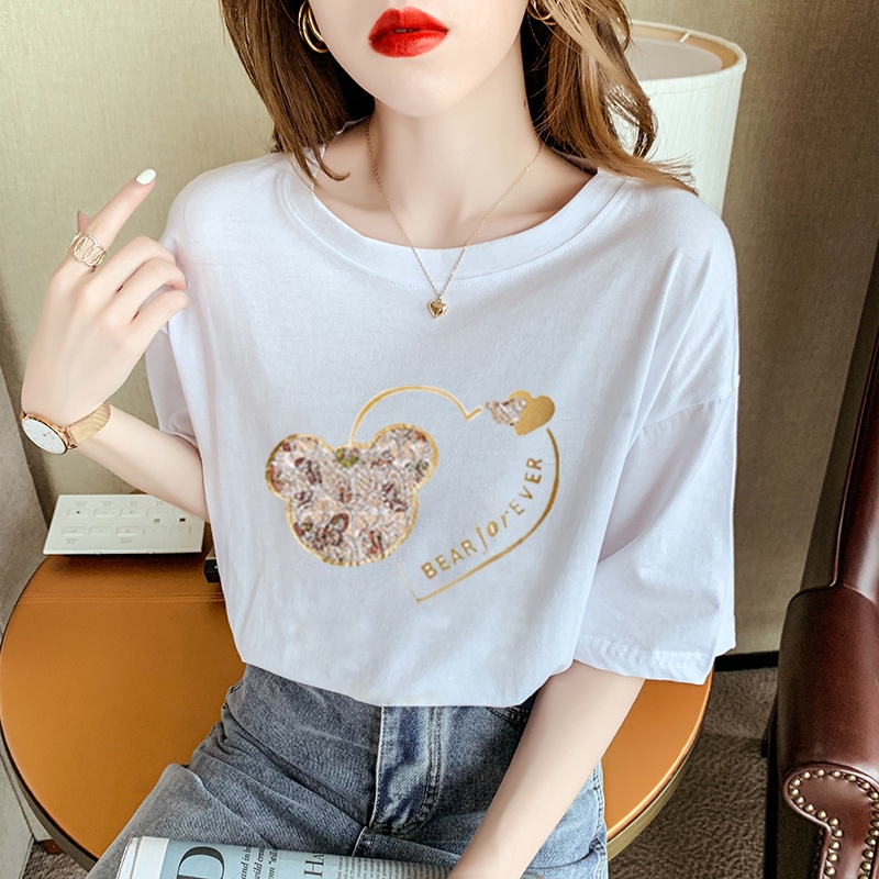 NRVP Áo thun 100% cotton tay ngắn dáng rộng thời trang