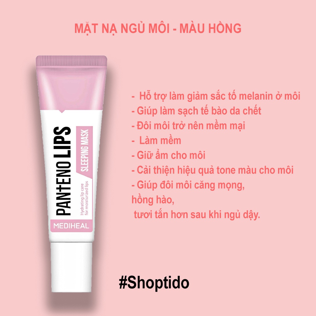 Mặt nạ ngủ môi Mediheal làm mềm và giữ ẩm cho môi Pantenolips Sleeping Mask NPP Tido88