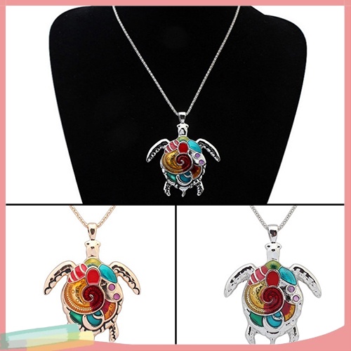 Bộ vòng cổ + Bông Tai Hình Rùa Nhiều Màu