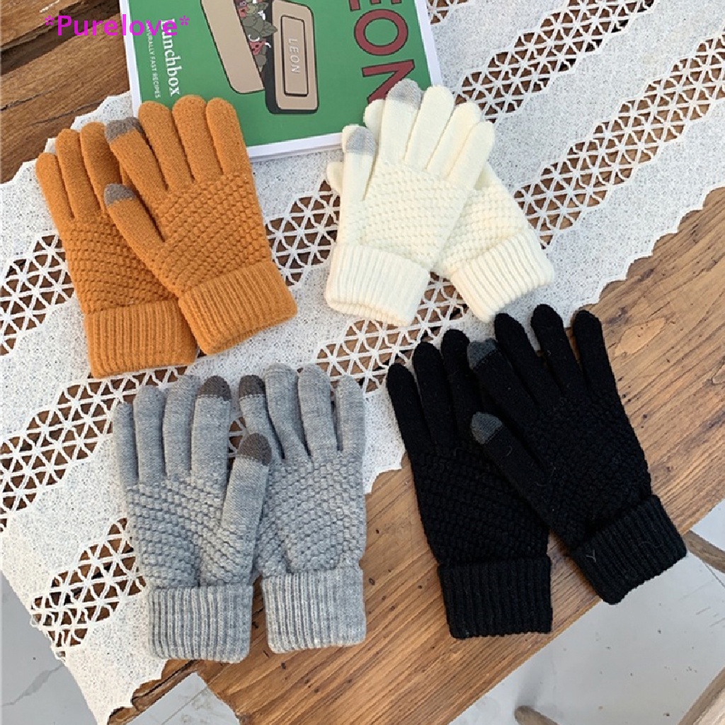 Găng Tay Len Giả Len Dày Dặn Giữ Ấm Có Thể Chạm Màn Hình Cảm Ứng Dành Cho Nam Nữ Mới
