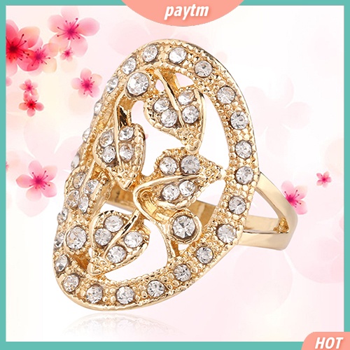 (PTM) Nhẫn đính đá hình lá sang trọng