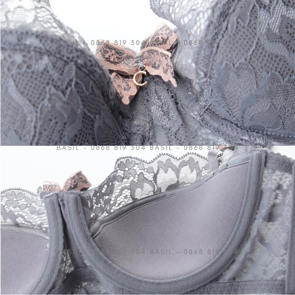 Bộ đồ lót QB02 nữ đệm mỏng có gọng chất Ren mềm mại thoáng mát Basil