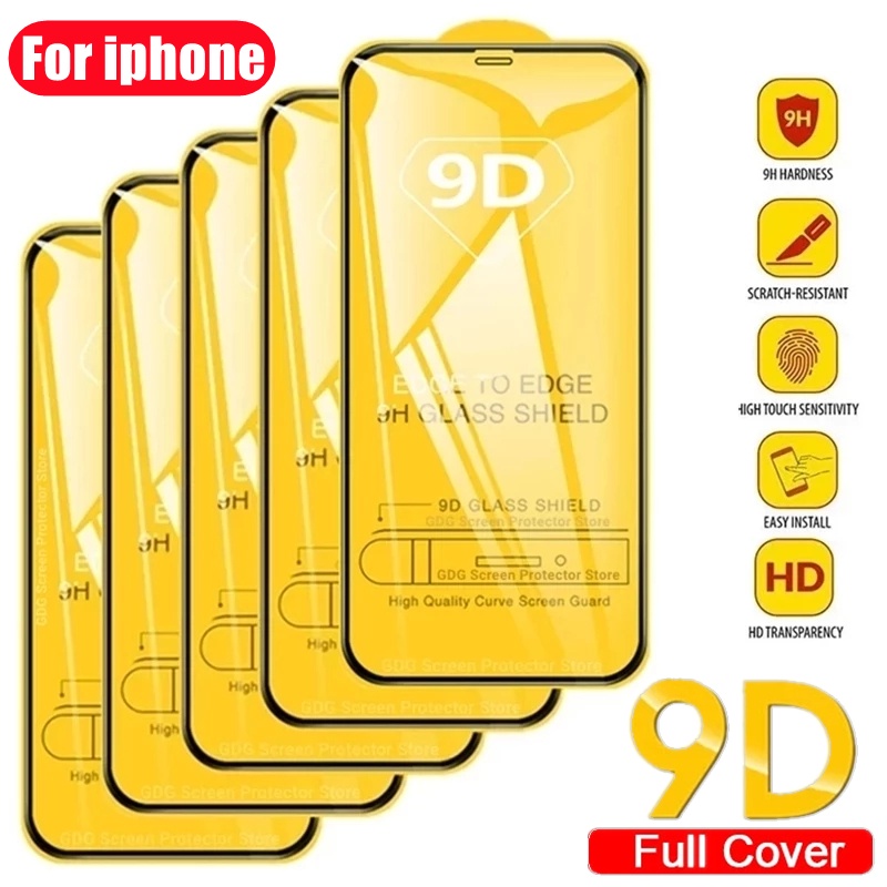 Set 1-5 Kính Cường Lực 9D Bảo Vệ Màn Hình Điện Thoại IPhone 11 12 13 Pro MAX 6 S 8 7 Plus 13 14 XS MAX X XR