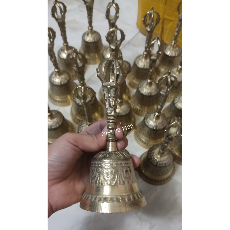 Chuông niệm Phật giáo kiểu Tây Tạng bằng đồng vàng