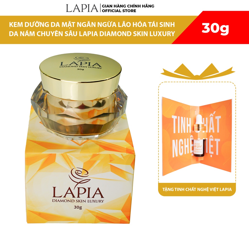 Kem Dưỡng Da Mặt Ngăn Ngừa Lão Hóa Giảm Nám Chuyên Sâu Lapia Diamond Skin Luxury 30g - Tặng Tinh Chất Nghệ Việt 7ml