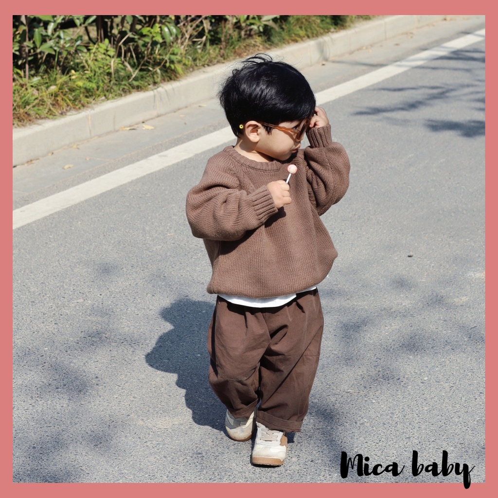 Áo len chui đầu cổ tròn dài tay giữ ấm cho bé QA56 Mica baby