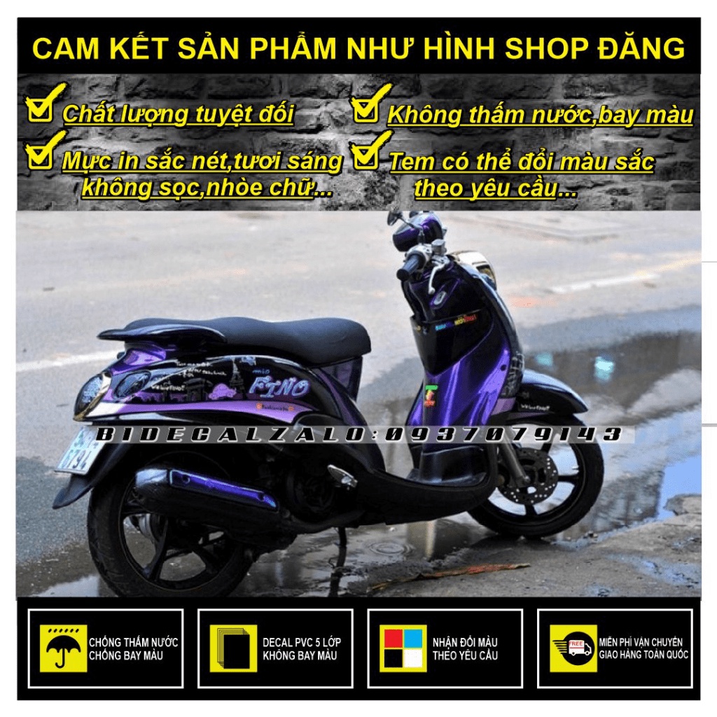 TEM RỜI MIO CLASSICO FINO THÁI DÁN XE ĐEN - BI DECAL