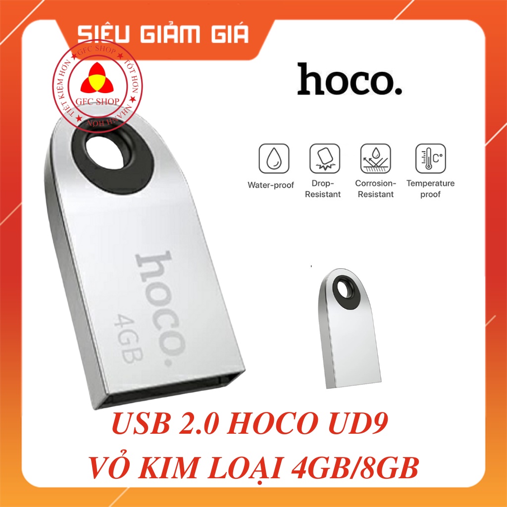 USB 2.0 HOCO UD9 Insightful 4GB / 8GB - Vỏ kim loại cực đẹp (Bạc)