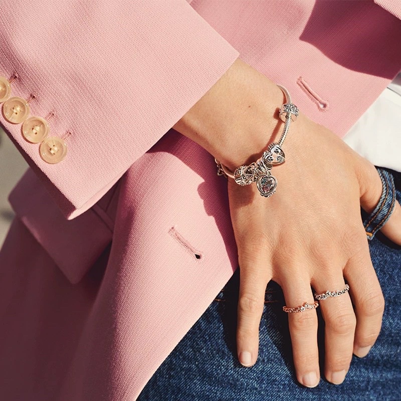 CHARM PAN ALE KHOÁ CHẶN CLIP ĐÍNH ĐÁ TIM BẠC S925