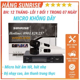Micro Không Dây Sunrise SN-66R hàng chuẩn, hát nhẹ bảo hành 12 tháng