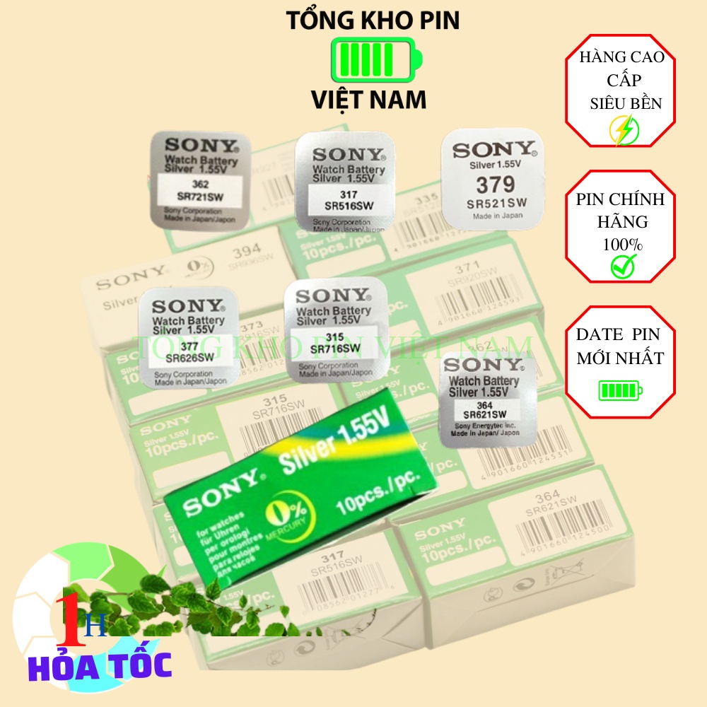 Pin đồng hồ đeo tay Sony SR416SW , SR512SW , SR516SW , SR521SW , SR716SW , SR721SW, SR916SW 1,55V chính hãng