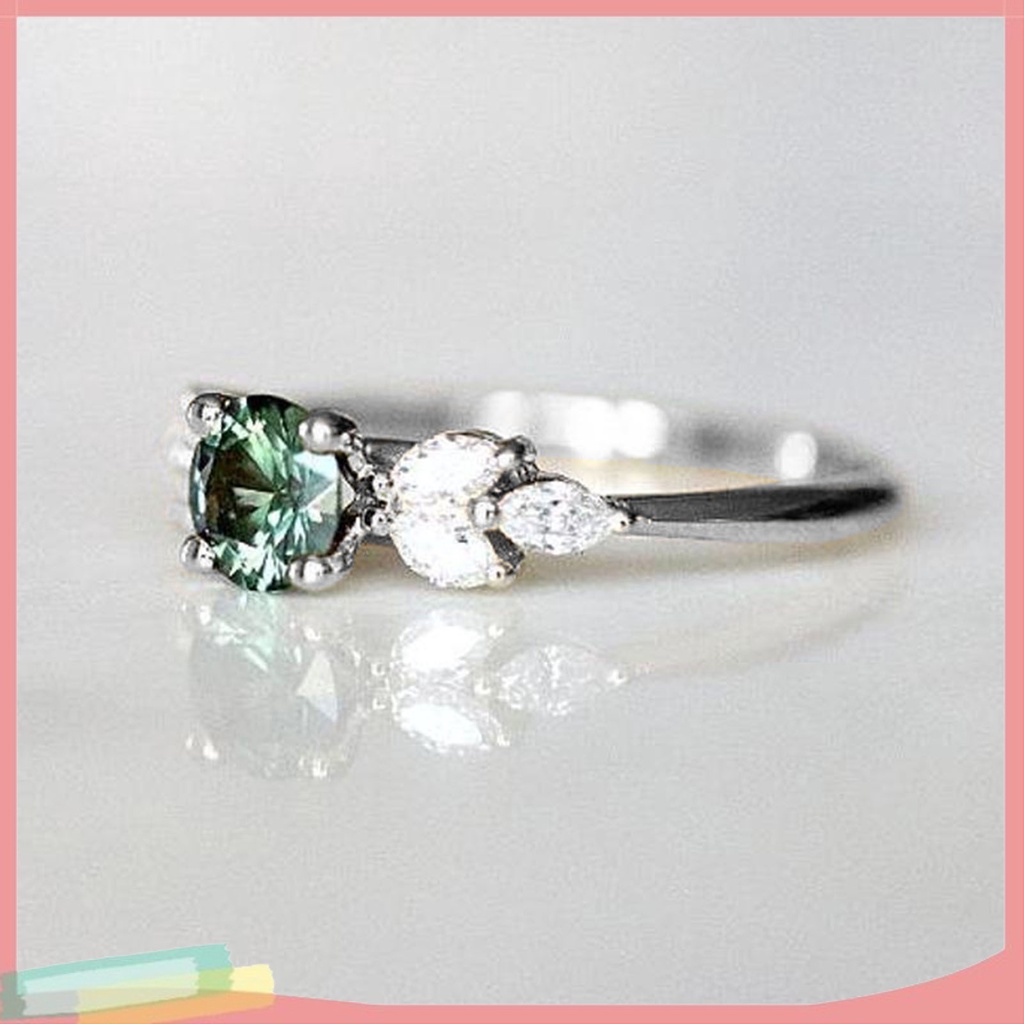 Nhẫn hợp kim mạ bạc trang trí đá zircon thời trang cho nữ