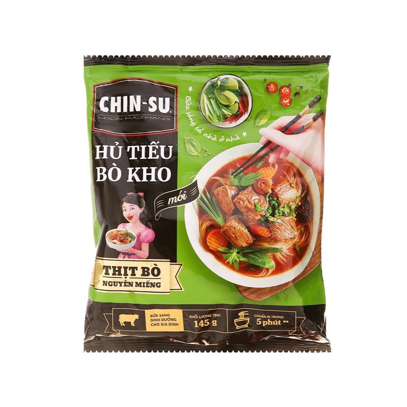 ChinSu phở bò/ bánh đa cua/ hủ tiếu bò kho/ hủ tiếu nam vang/ miến gà hầm măng ( gói 137g )