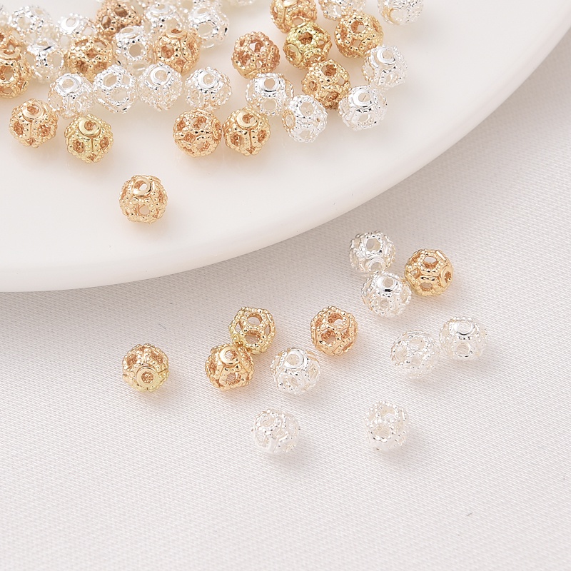 Set 10 Hạt Xâu Chuỗi Bằng Đồng 4K Màu Sắc Cỡ 4MM Dùng Làm Trang Sức diy