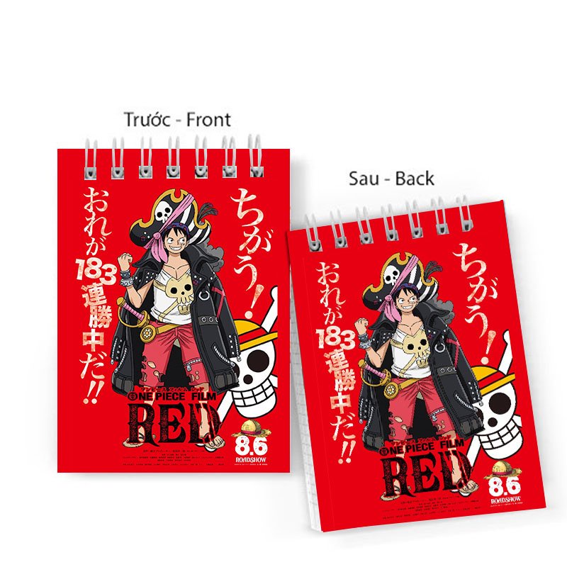 Sổ tay in hình ONE PIECE ĐẢO HẢI TẶC ver WANTED FILM RED anime chibi lò xo 6x10 ghi chú tiện lợi học tập xinh xắn