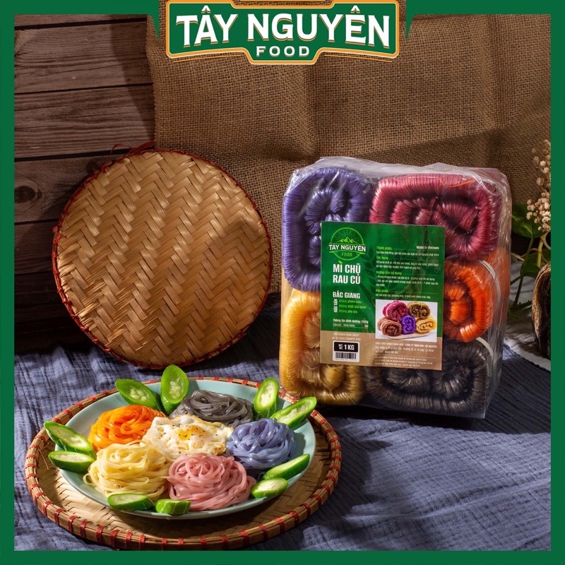 MÌ CHŨ NGŨ SẮC 8 VỊ Tây Nguyên Food - LOẠI 1KG -  THÍCH HỢP CHO CHẾ ĐỘ EAT CLEAN