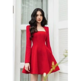 HILARY DRESS BY CHAMS- ĐẦM XOÈ NGẮN TRÊN GỐI TAY DÀI CÚP NGỰC