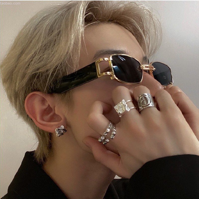 Kính Chống Nắng Gọng Kim Loại Hình Chữ Nhật Chống Ánh Sáng Xanh Thời Trang Phong Cách Hàn Quốc