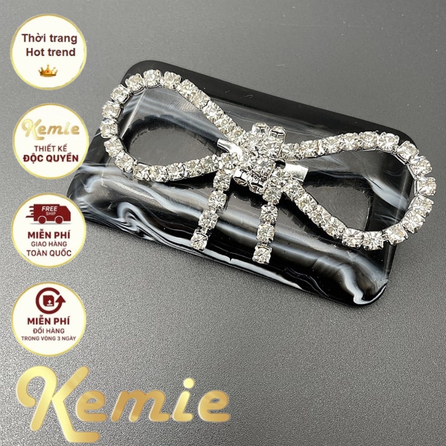 Ghim Cài Áo Hình Nơ Đính Đá Phối Tua Rua Toàn Diện Thời Trang Cho Nữ