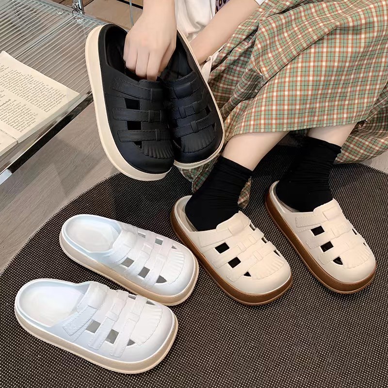 Dép Sục rọ crocs Rọ Đế Bánh Mì Êm Chân Style Vintage đi chơi siêu xinh giá rẻ