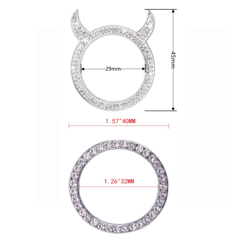 Vòng Trang Trí Nút Khởi Động Xe Hơi Bằng Kim Loại Đính Đá Lấp Lánh Sang Trọng