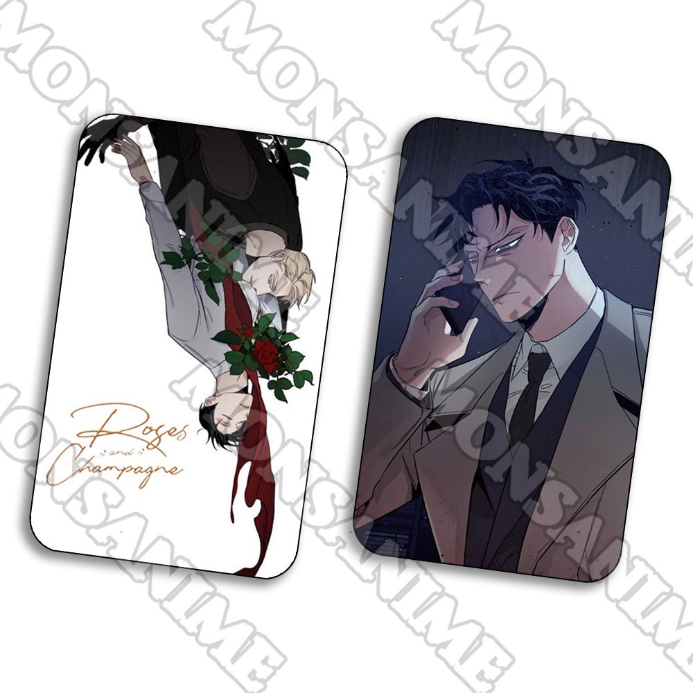 Ảnh card bo góc in hình ROSES AND CHAMPAGNE Hoa Hồng và Rượu Vang manhwa boylove thẻ bo viền 5*8cm sưu tầm