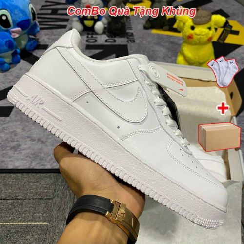 Giày _Nike Air Force 1 full trắng nam nữ, giày af1 trắng bản S.Cấp Trung full phụ kiện