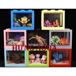 Bể cá mini, bể cá lego lắp ghép siêu đáng yêu làm quà tặng cho trẻ em, người thân