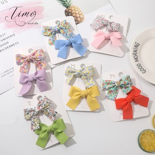 Set 2 cặp tóc bé gái, kẹp tóc hình nơ nhiều màu sắc cho bé gái Timokids CT27