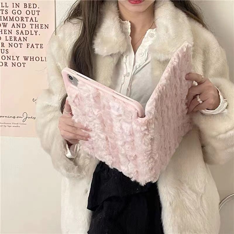 Bao Đựng Máy Bay Bằng Cao Su Silicone Mềm Phủ Lông Chống Mòn Chống Rơi Vỡ Có Ngăn Đựng Bút Cho iPad Air45 Pro11-Inch 10.2-Inch