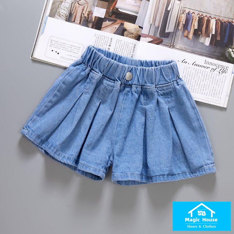 Quần Short Denim Ống Rộng Phong Cách Mới Cho Bé Gái Cỡ Lớn Thời Trang