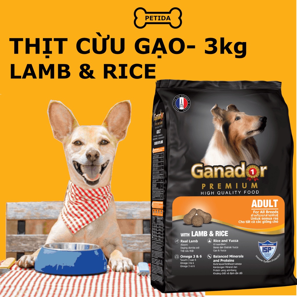 Bình Dương- Hạt cho chó Ganador Đồ Ăn Cho Chó Lớn 3kg Thịt Cừu - Dog food Lamb&rice Petida shop