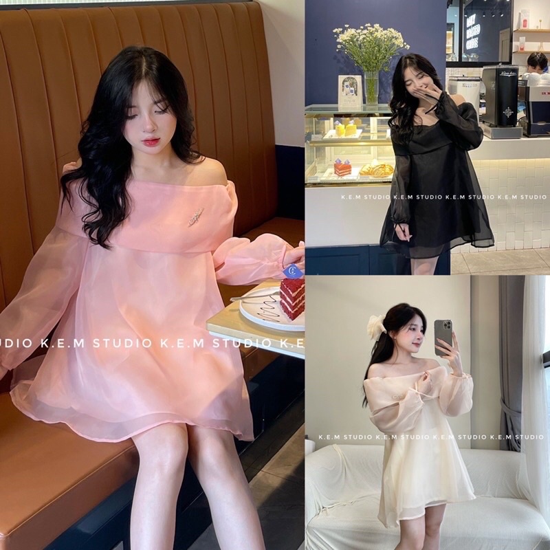 VÁY / ÁO VÁY TRỄ VAI VOAN 2 LỚP KÈM TAG ĐÁ