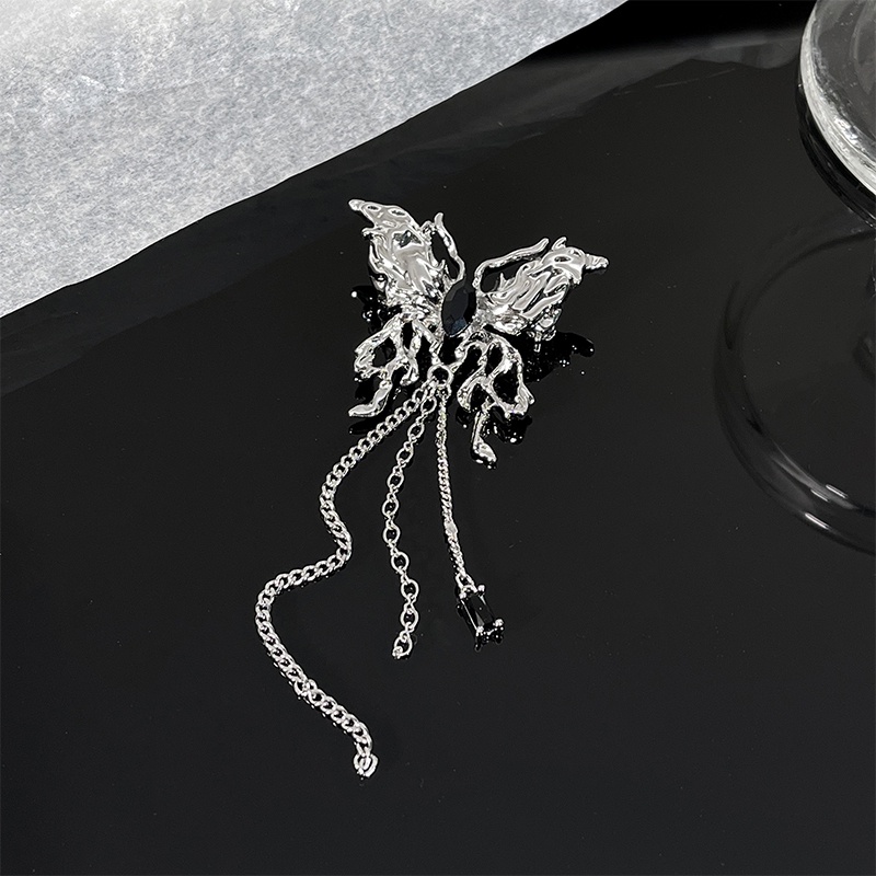 Ghim Cài Áo Hình Cánh Bướm Phối Dây Tua Rua Đính Đá zircon Phiên Bản hip hop Nhỏ Nhắn Cá Tính Phong Cách Hàn Quốc Cho Nữ