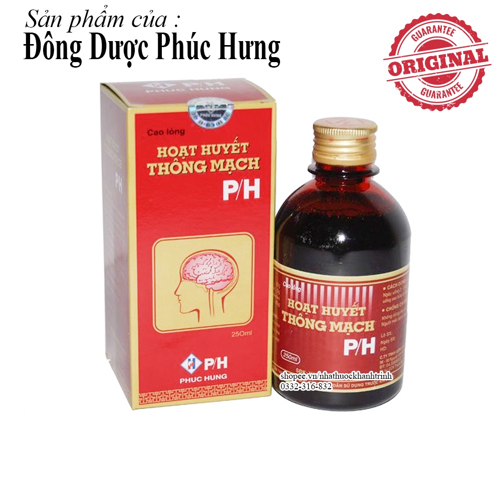 Hoạt huyết Thông Mạch PH (Phúc Hưng) - hoạt huyết dưỡng não dạng cao lỏng giúp giảm đau đầu, mất ngủ, hoa mắt, 125ml