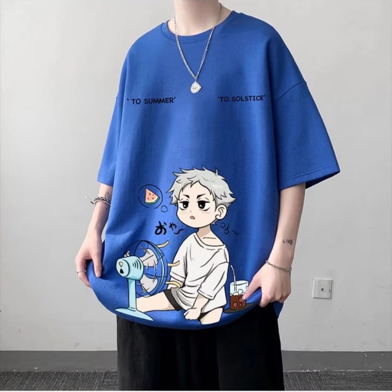 Áo Thun Tay Ngắn Cổ Tròn In Họa Tiết Hoạt Hình Phong Cách Nhật Bản Thời Trang Cho Nam Và Nữ