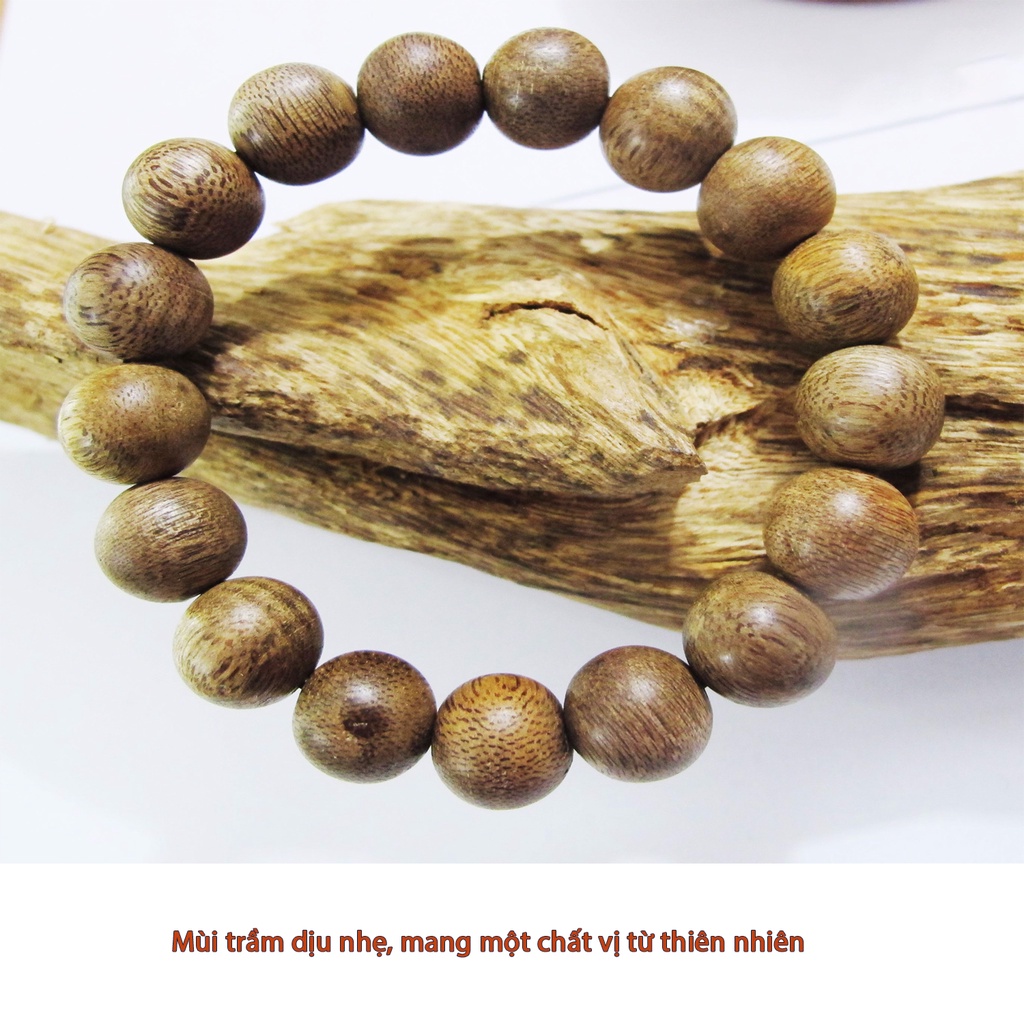 Vòng Tay Trầm Hương Hạt Tròn Đơn 8/10/12/14/16/18mm Trầm Tốc Việt