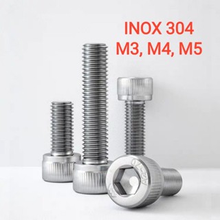 Ốc bulong inox 304 lục giác đầu trụ M3, M4, M5 dài 6mm, 8mm, 10mm, 12mm, 15mm, 18mm, 20mm, 25mm, 30mm, 35mm, 40mm