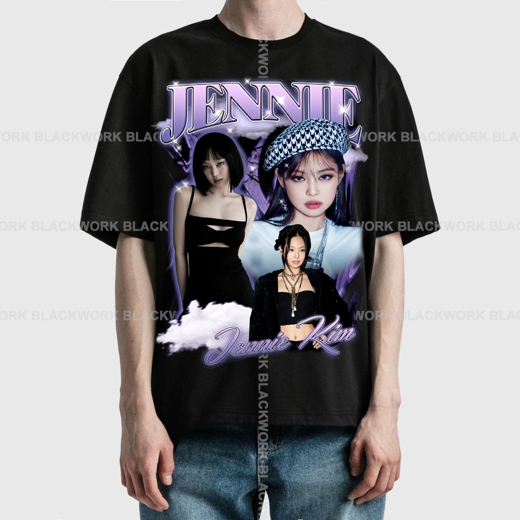 Áo Thun JENNIE v2 Vintage 100% Cotton Tay Lỡ Unisex - Đen/Trắng Cổ Tròn | Blackwork