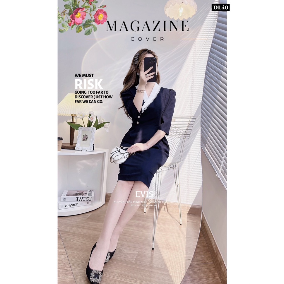 Đầm cổ vest diện Tết siêu sang  chảnh DL40