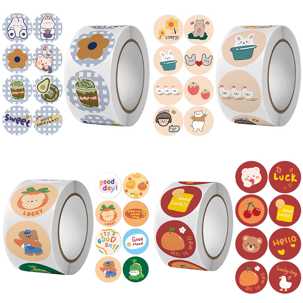 Set 500 Miếng Dán Họa Tiết Thỏ Hoạt Hình Dễ Thương Dùng Trang Trí Quà Tặng Cho Bé
