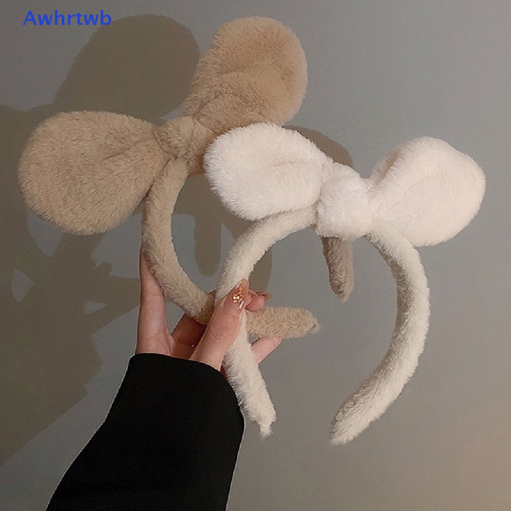 Băng Đô Cài Tóc Tai Thỏ Bằng Lông Nhung Màu Trơn Thời Trang Dành Cho Nữ Mới