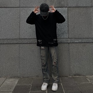 Áo thun rách - mix  trong cùng Hoodie - Bomber - Sweater