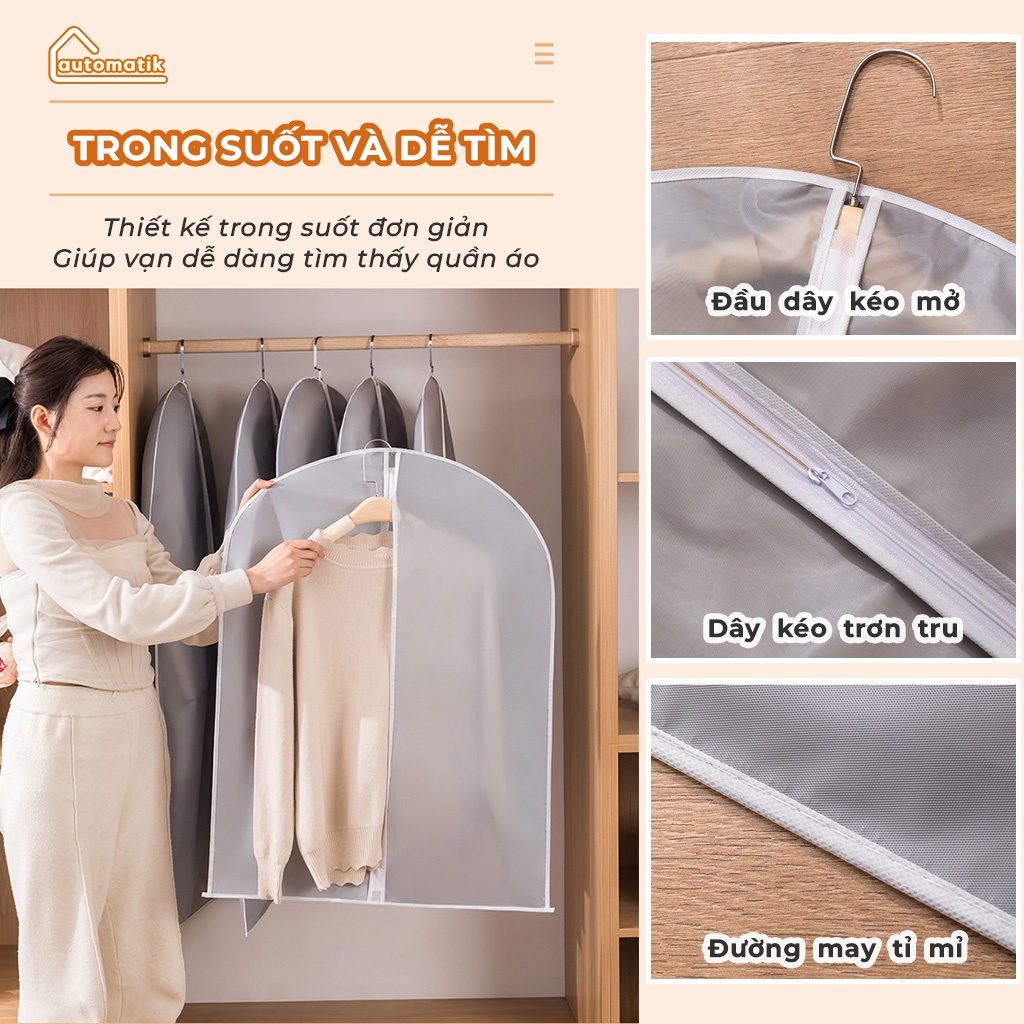 Túi Bọc Quần Áo Chống Bụi Trong Suốt, Túi Trùm Đựng Quần Áo Bán Hàng - Automatik
