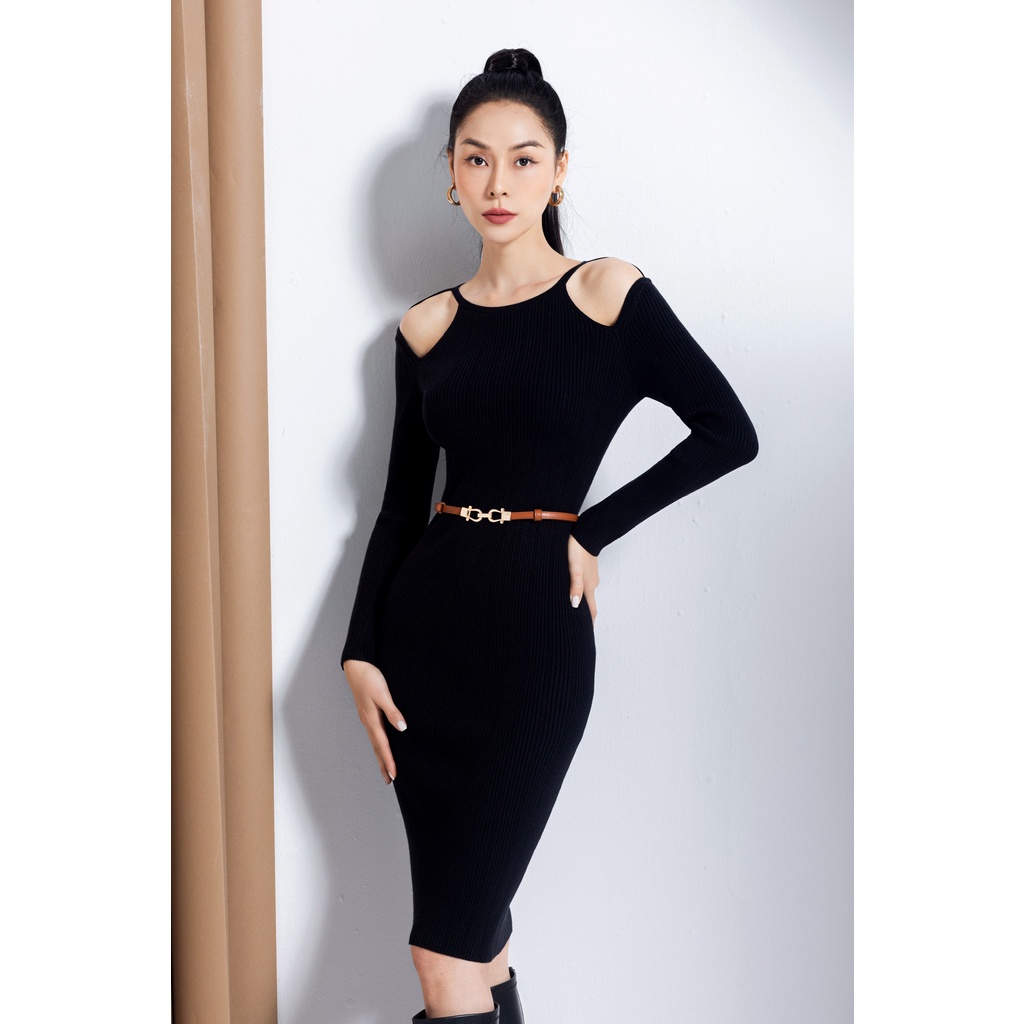 Váy len dài tay ôm khoét vai D.CHIC MS: 288018